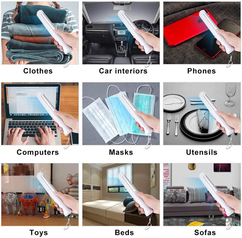 Uv esterilizador varinha luz vara telefone desinfetante uvc lâmpada led vírus de saneamento UV-C germes portáteis bactérias matando robô