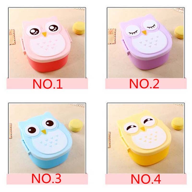 Caja de comida de búho de colores Kawaii, recipiente tipo Bento para horno microondas, vajilla, de cumpleaños para niños, caja de almacenamiento de alimentos para bebés