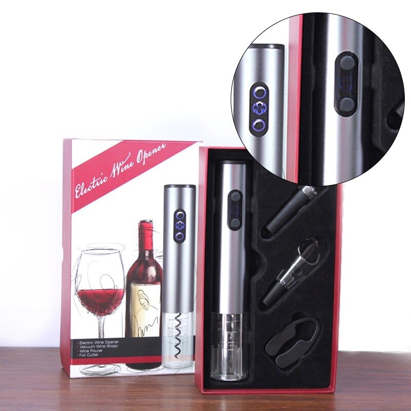 Electric Wine Bottle Opener Set Automatic Corkscrew Red Wine Opener Stopper Pourer Foil Cutter Kit Bar Accessories Year