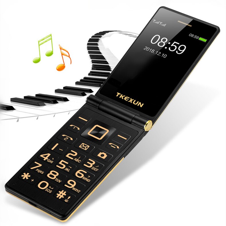 3G WCDMA Flip Two SIM pantalla Dual de 3,0 ", reproductor de vídeo para personas mayores, FM, MP3, cámara grabadora de teléfono móvil, botón de teclado ruso