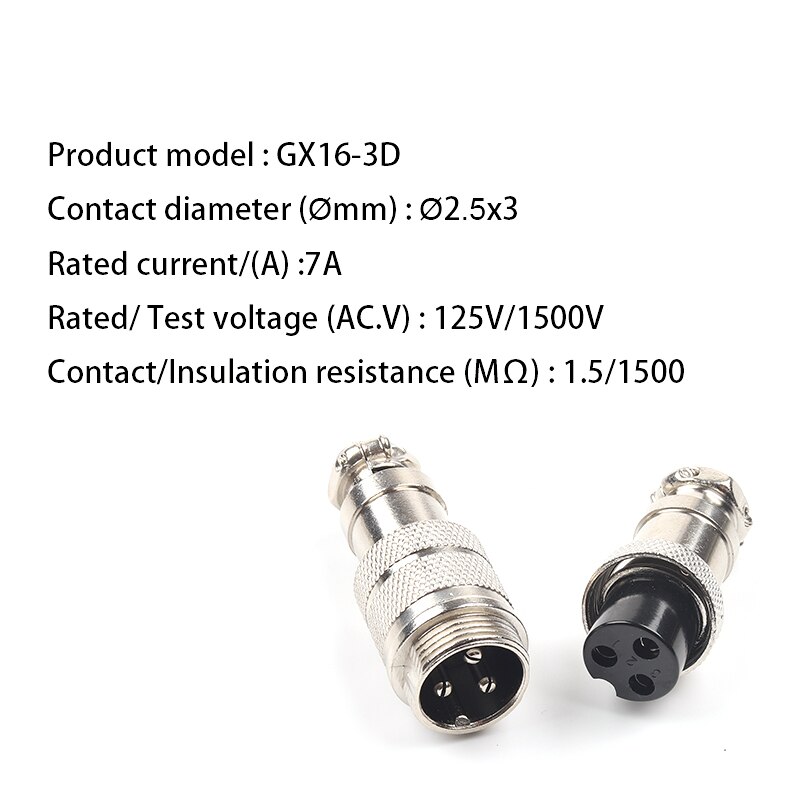 1 conjunto gx16 2/3/4/5/6/7/8/9 pinos docking macho & fêmea 16mm tomada de aviação circular conector do painel conector fio: GX16-3D