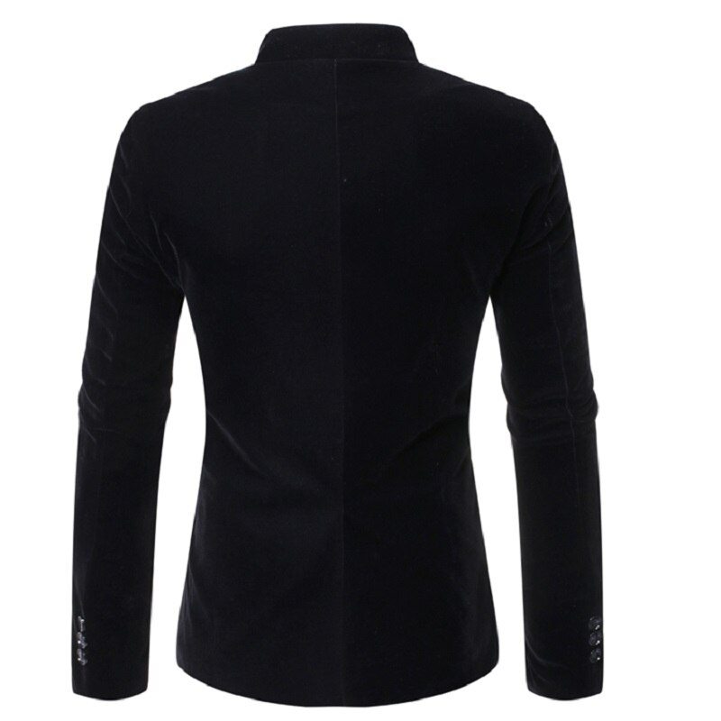 Blazer Men Men's Suit with Slanted Lapel and Double-breasted Stand-up Collar Men Suit Jacket