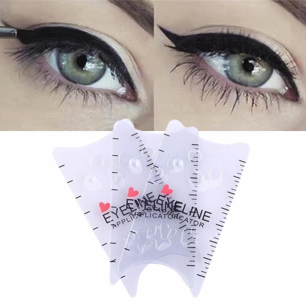 3 Stuks/set Diy Eyeliner Kaart Eyeliner Tekening Aid Baffle Gerookte Sjabloon Eyeliner Wenkbrauwen Kaart Eyeliner Z7X3