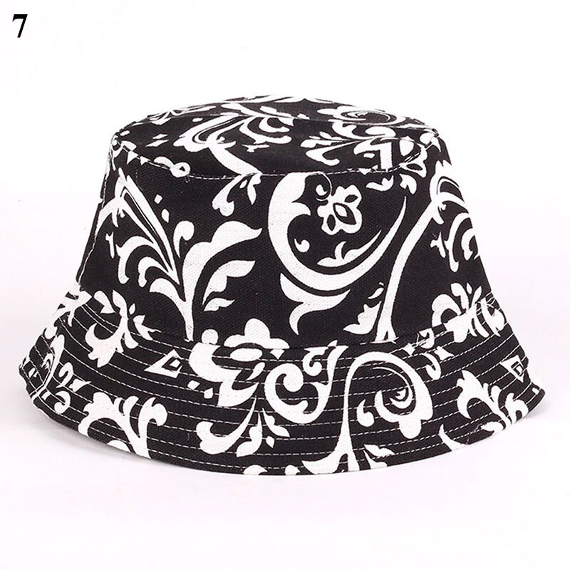 Sun Hat Beach Sunscreen Bucket Cap Unisex Flowers Pattern Bucket Hat Fisherman Hat Travel Beach Round Hats Sunshade Casual Caps: 7