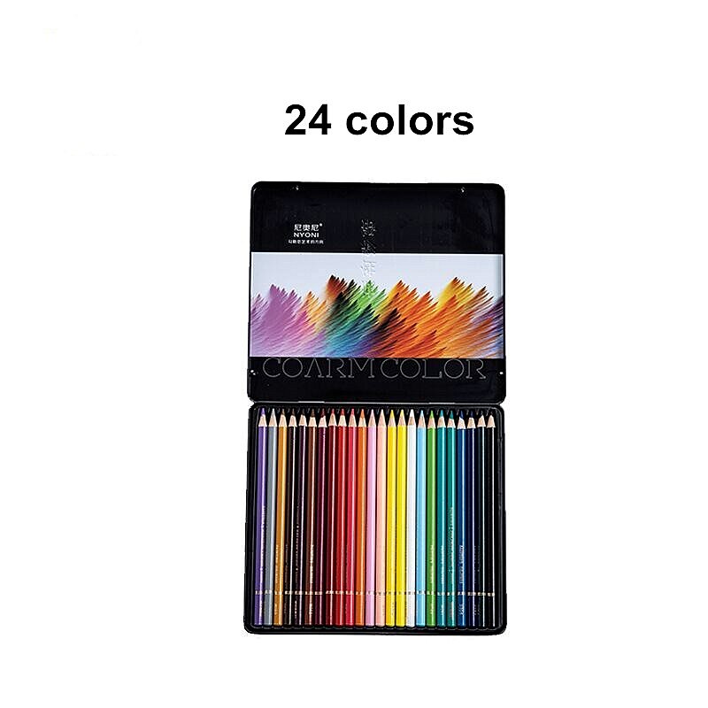 NYONI 24/36/48/72/120 colors Colored Pencils Soft Oil Drawing Pencil Set For Drawing School Art Painting Supplies: 24 colors