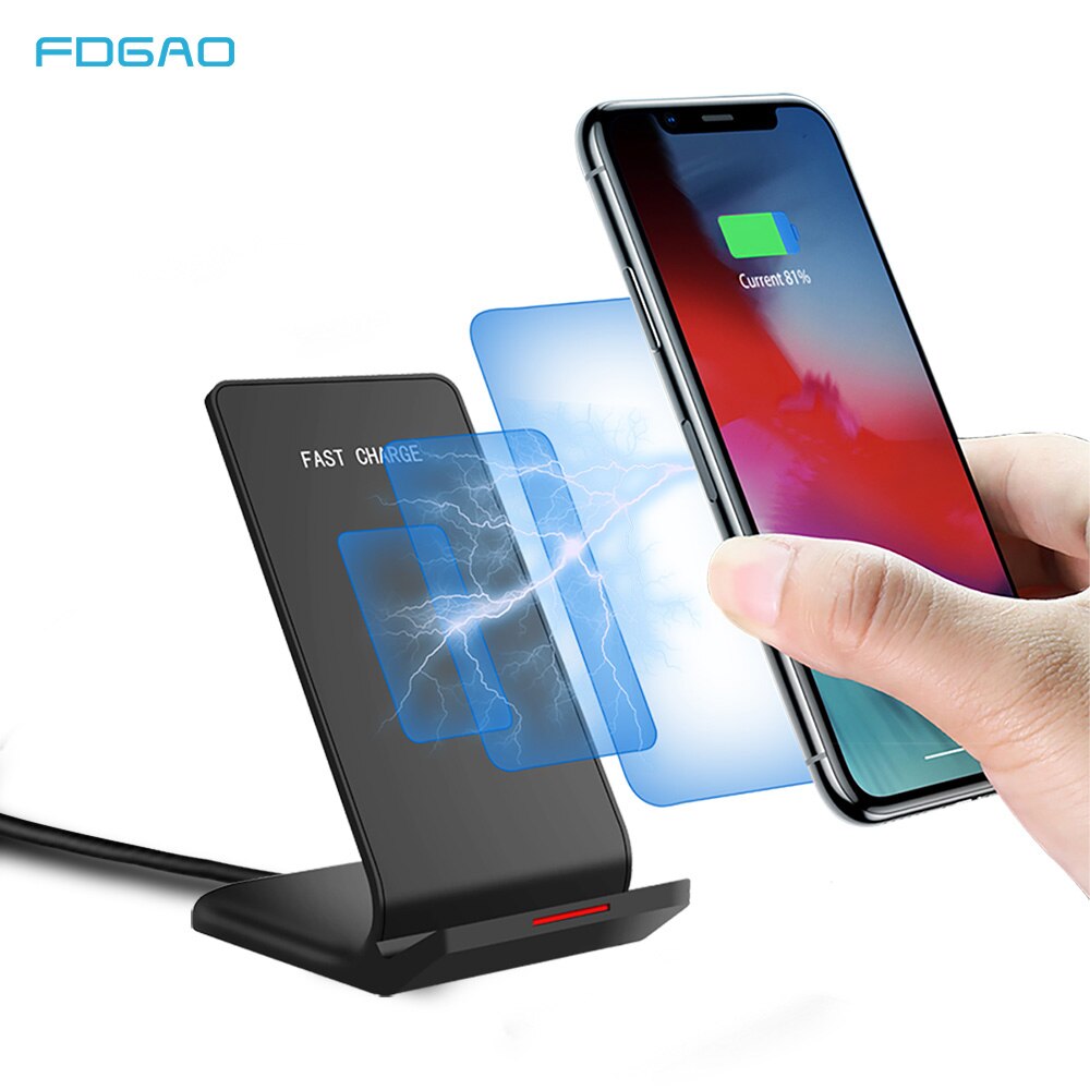 FDGAO 10W Quick Qi Wireless Charger For iPhone 12 11 X XS Max XR 8 Quick Charger Fast Charge Stand For Samsung S21 S20 Note 20