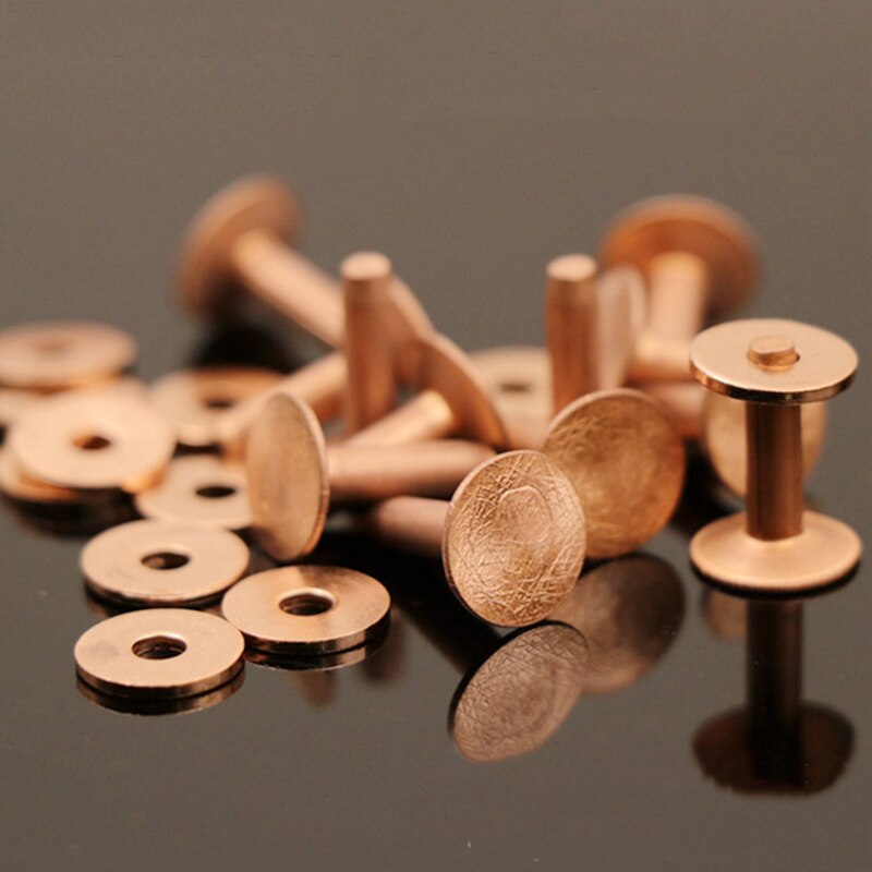 Solid koppar platta sidokorn emboosed nitar cap stud för läder hantverk väska hatt skor kläder jeans sällskapsdjur krage tillbehör