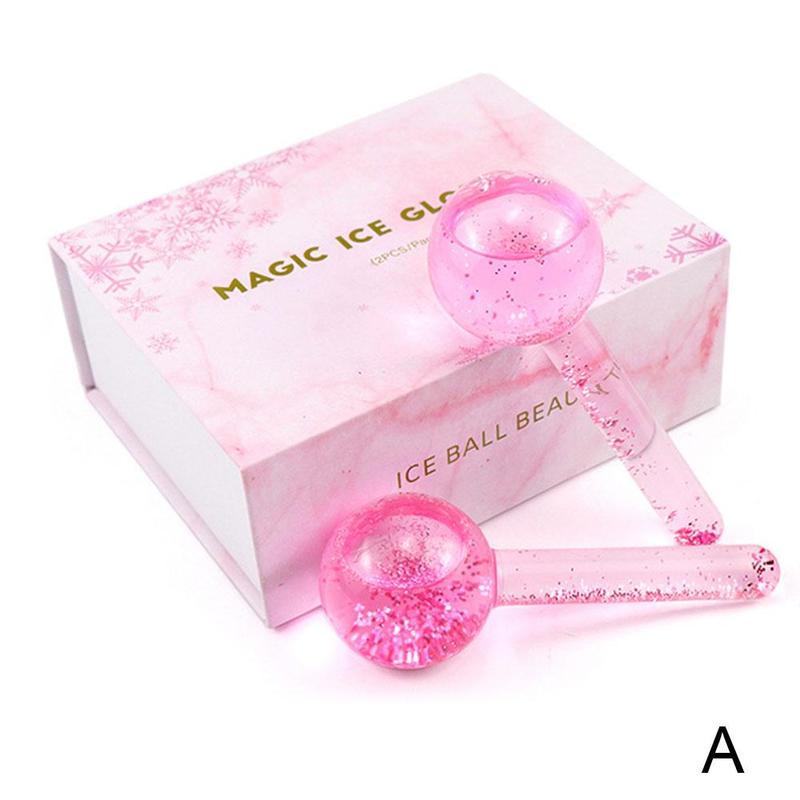 Pink Crystal Ice Ball Ice Therapy Massage Glass Beauty Ball: pink