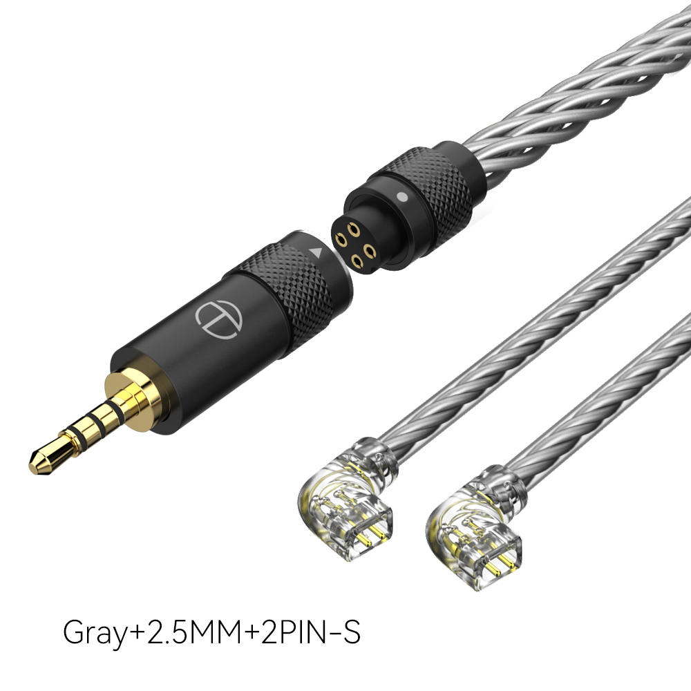 Trn  t2s pro 16 -adriges, versilbertes hifi-upgrade-kabel, grau/schwarz, mmcx /2- pin-anschluss für trn vx pro  ta2 ta c16 zsx  mt1 mt2 edx: Grauer 2.5 2 pin-qdc