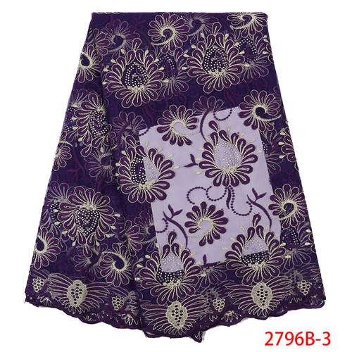 African Lace Fabric,French Net Fabric Lace ,Nigerian Embroidered Tulle Laces with Stones KS2796B-8: Picture 3
