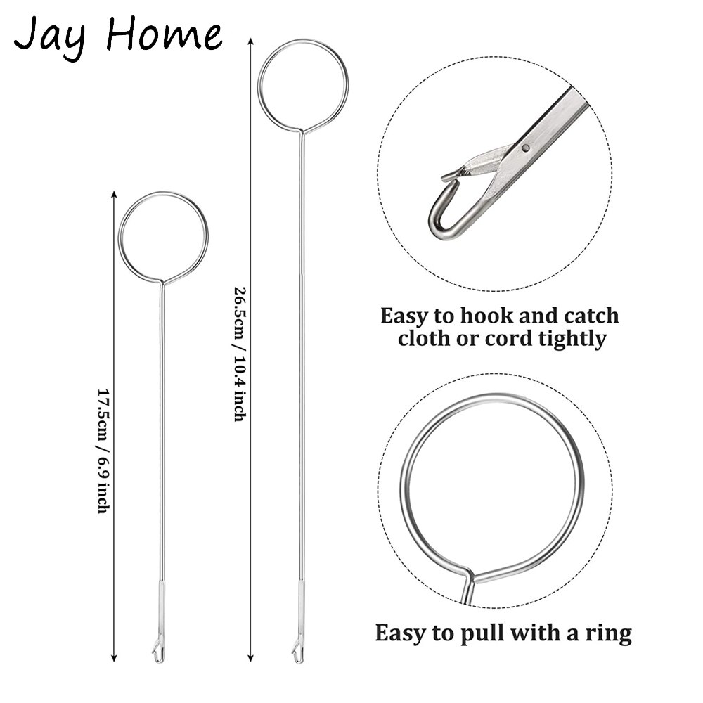 Sewing Loop Turner Hook with Latch Stainless Steel Loop Turner Hook 2 Sizes Loop Turner Tool for Fabric Strips Accessories