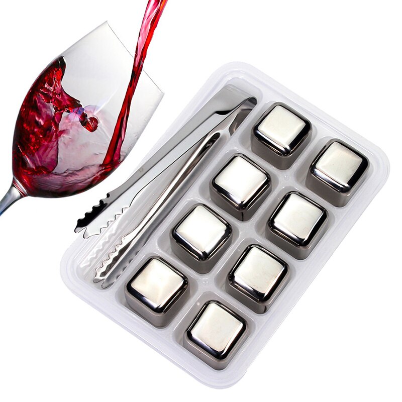 Cubitos de hielo de acero inoxidable, piedras de enfriamiento reutilizables para vino de whisky, mantenga su bebida fría más tiempo, paso de prueba SGS