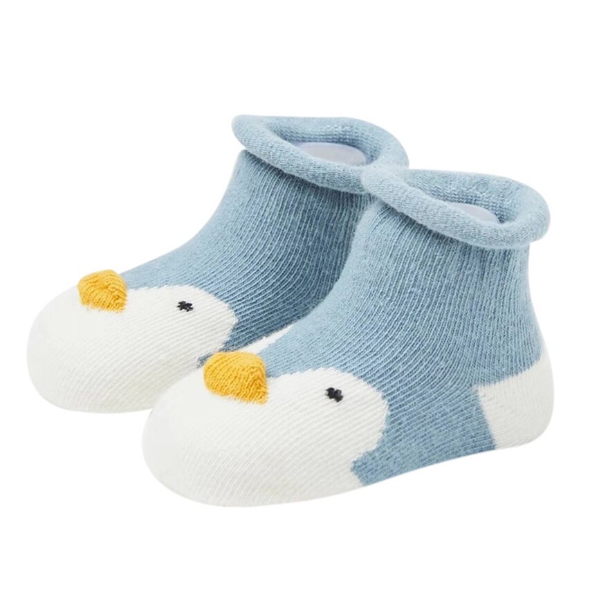 Baby Socks Winter Kids Infant Toddler Baby Boys Girls Socks Cartoon Cute Animals Anti-Slip Knitted Keep Warm Socks: Blue / S