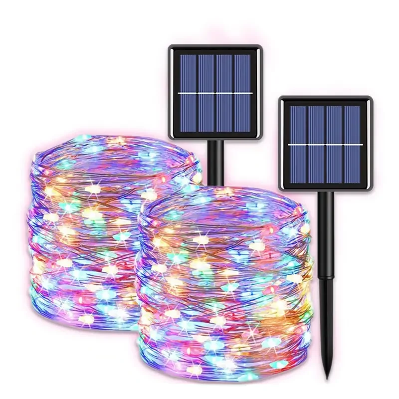 Led Solar Fairy String Lights 8 Modes Christmas Led Light Outdoor Garden Patio Wire Garland Light Christmas Lights Led ligths: sunny yellow / 0-5W