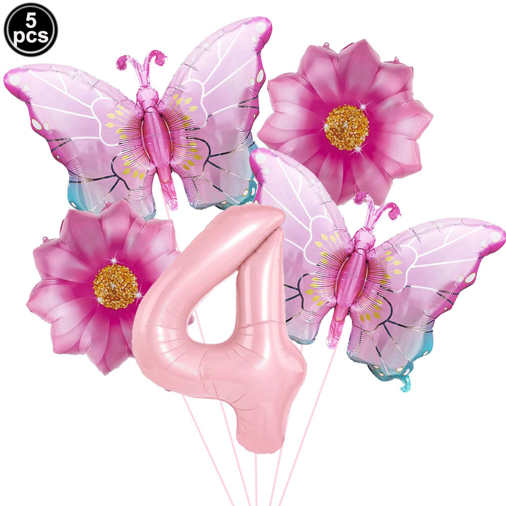 5 uds. Globos coloridos de papel de aluminio con forma de mariposa, globos con temática de mariposa, decoraciones para de cumpleaños, boda, Baby Shower