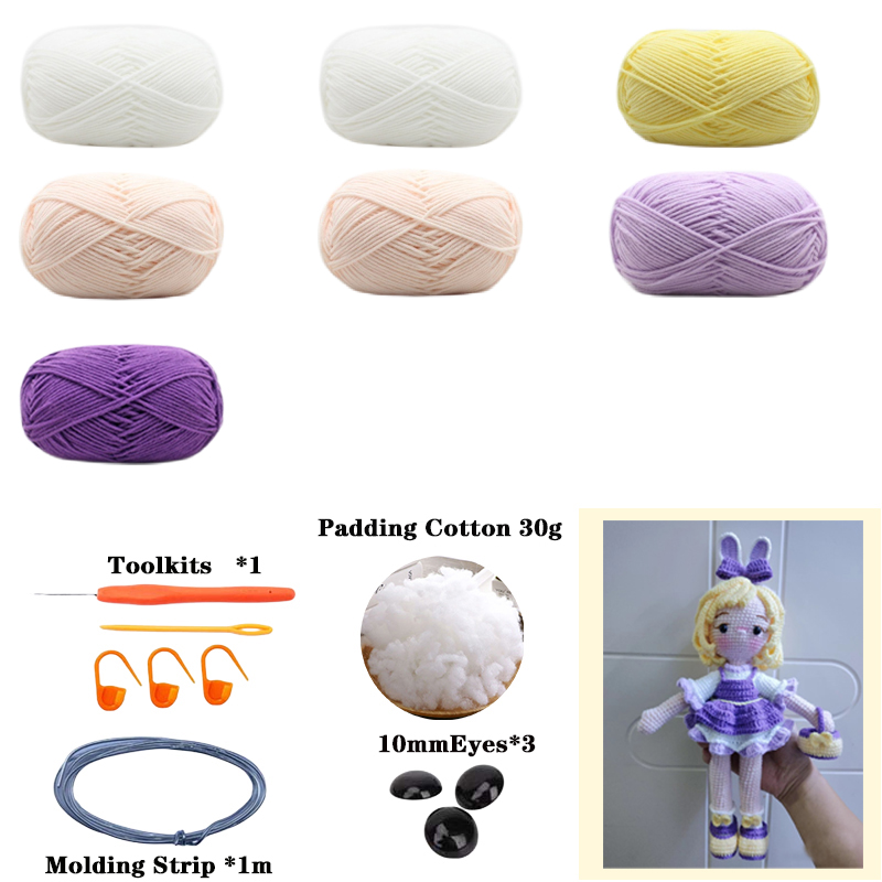 Gehaakte meisjes Amigurumi gehaakte pop truien DIY haak meisjes materiaal Kit met garen accessoires patroon kinderen cadeau Home Decor: Dark Gray