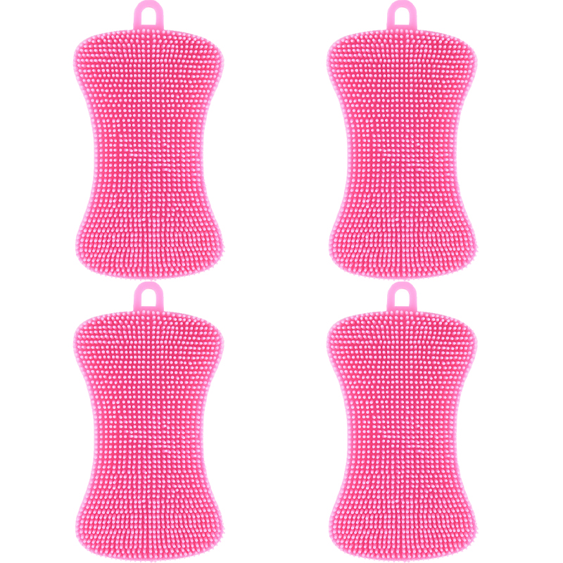 1/4Pc Spazzola per lavare i piatti in silicone Pentola Spugna lavasciuga Tampone abrasivo in silicone Pentola per frutta Spazzole per lavare Strumento per la pulizia della cucina: Viola