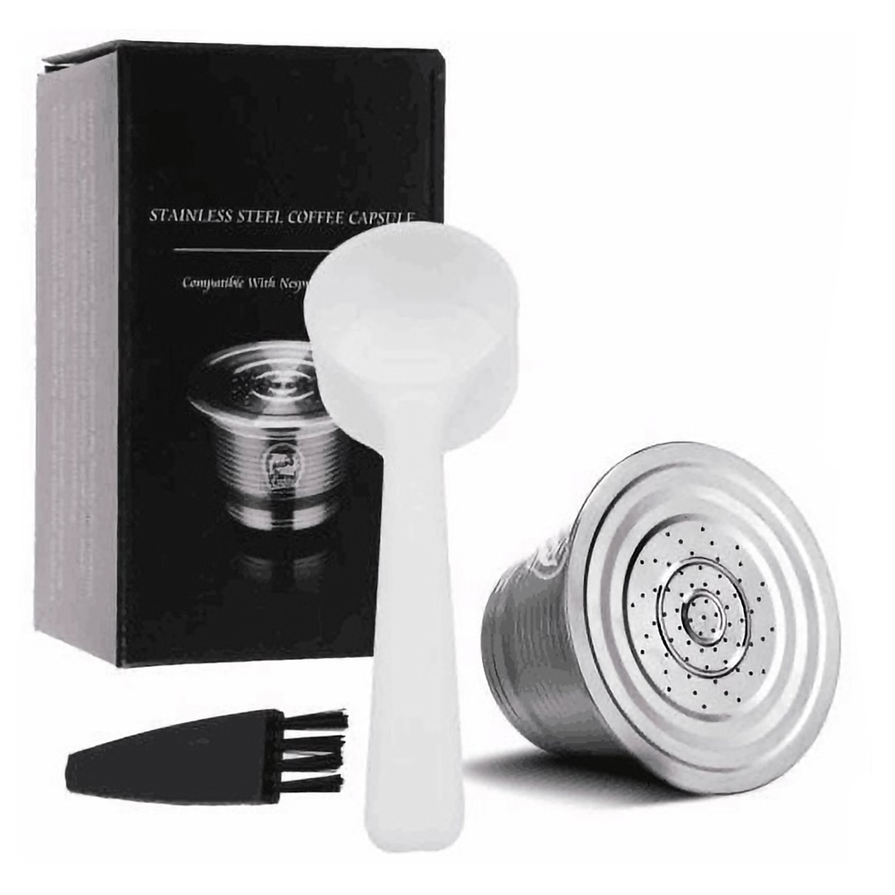 Nespresso Reusable Capsule with Press coffee Metal Tamper Refillable Inoxidable Coffee Pod Filters Stainless Steel