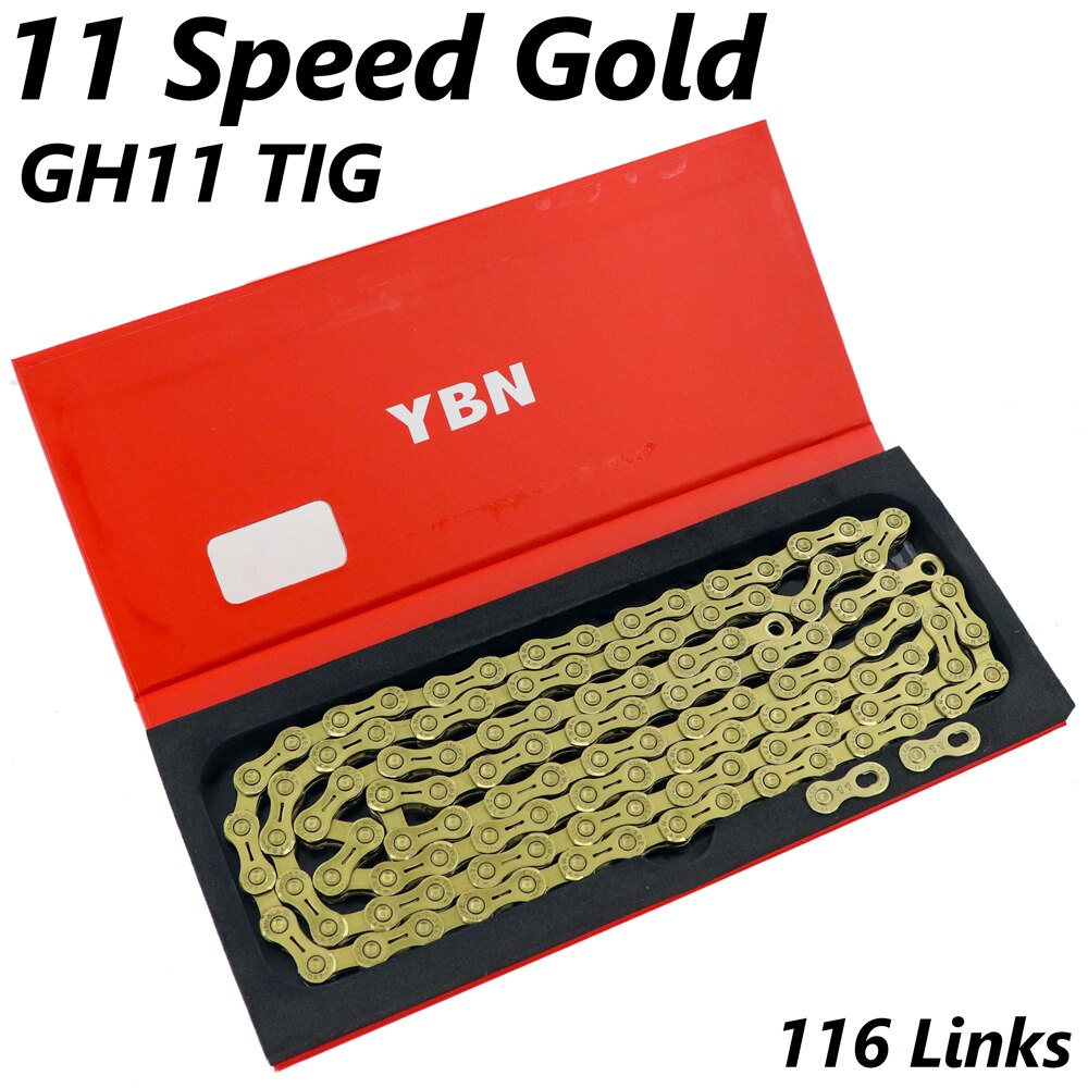 YBN 10/11/12 speed MTB road bike chains for SRAM/Campanolo System bicycle 10s 11s 12s chain: 11s Gold