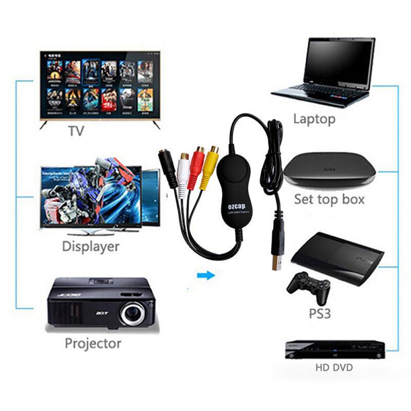 EasyCAP USB2.0 Video Capture Card Adapter TV DVD VHS Captura Card Audio Single-channel AV for Computer/CCTV Camera USB EasyCAP