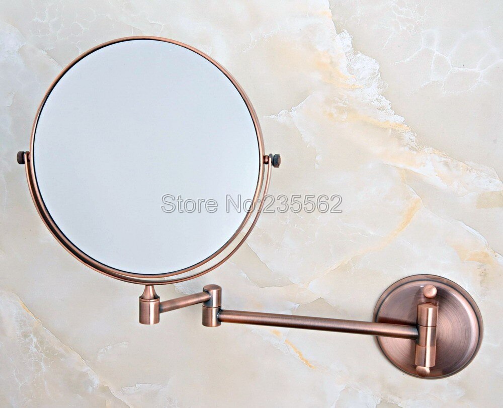 Red Copper Folding Dual Arm Extend Bathroom Makeup mirrors 1:1 and 1:3 magnifier Cosmetic Bathroom Wall Mirror Lba631