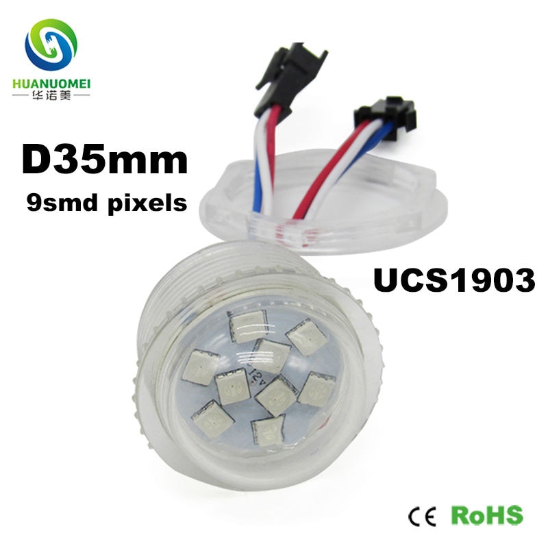 Adresseerbare 35mm 9 LEDs SMD 5050 waterdichte rgb smd led pixel module licht UCS1903 digitale lamp volledige kleur pretpark