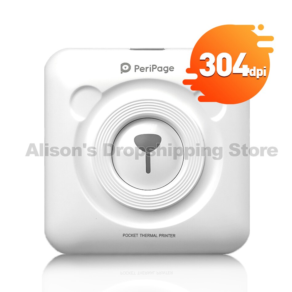 ! 304 dpi bluetooth trådlös liten termisk skrivare bild mobil fotoskrivare mini portabel fotoskrivare för android ios: 304 dpi vit skrivare