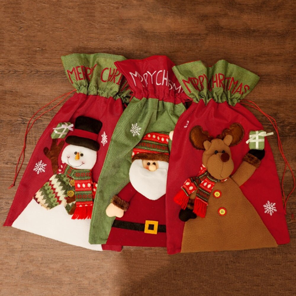 1Pc Kerst Grote Jumbo Vilt Santa Zak Kinderen Xmas Snoep Kous Tas Prachtige Kerstman Oversized Bos tas