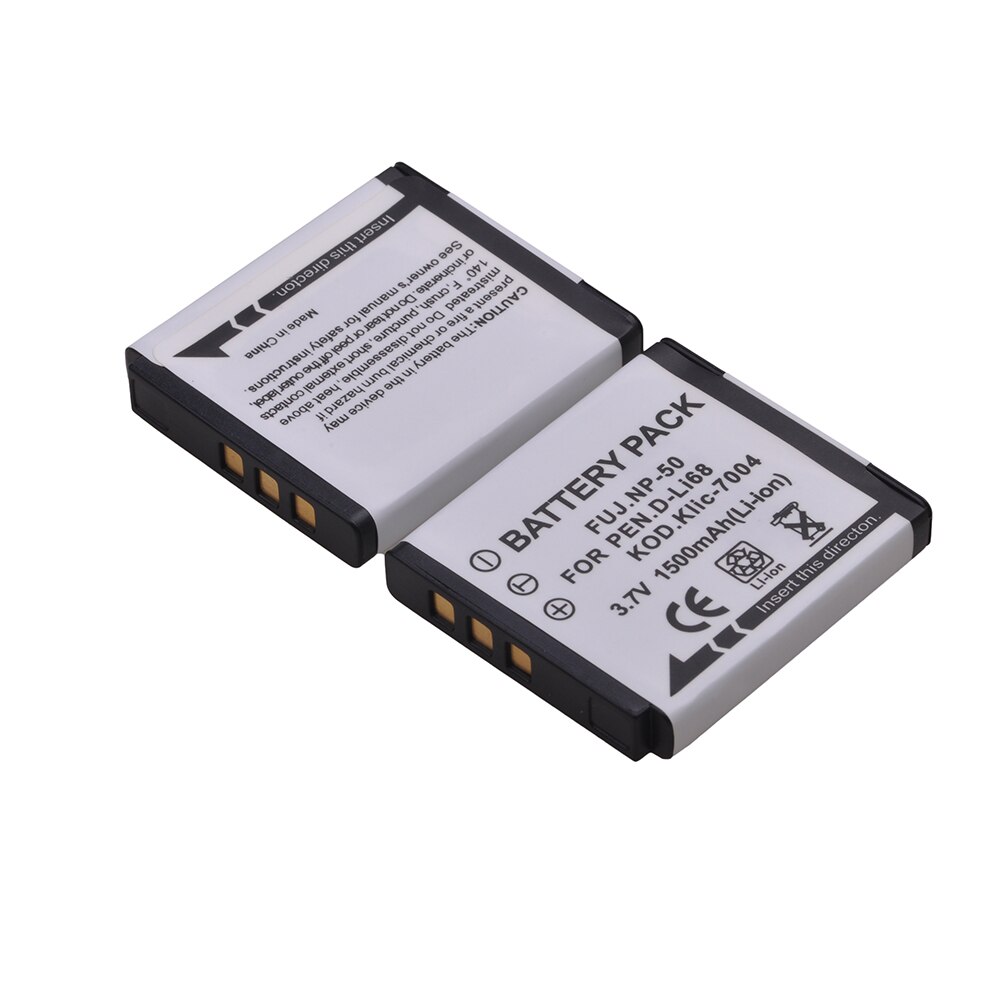 1500mAh NP-50 FNP50 NP50 KLIC-7004 D-Li68 Batterie pour Fujifilm X10 X20 F50 F75 F665 F775 F900 EXR F505 F305 F85 F200 F100 F50FD.