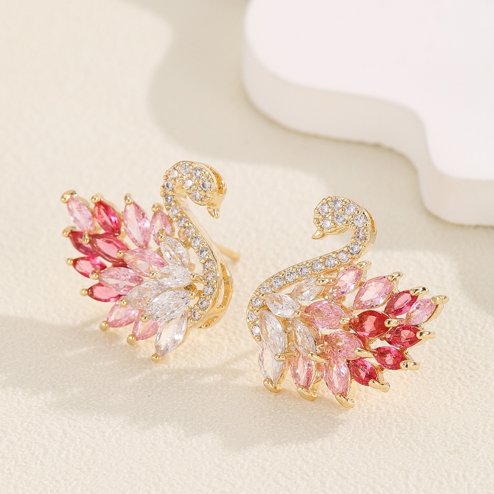 Boucles d'oreilles couleur cygne de Style déesse de luxe léger, boucles d'oreilles en Zircon micro-pavé, boucles d'oreilles longues à la et polyvalentes