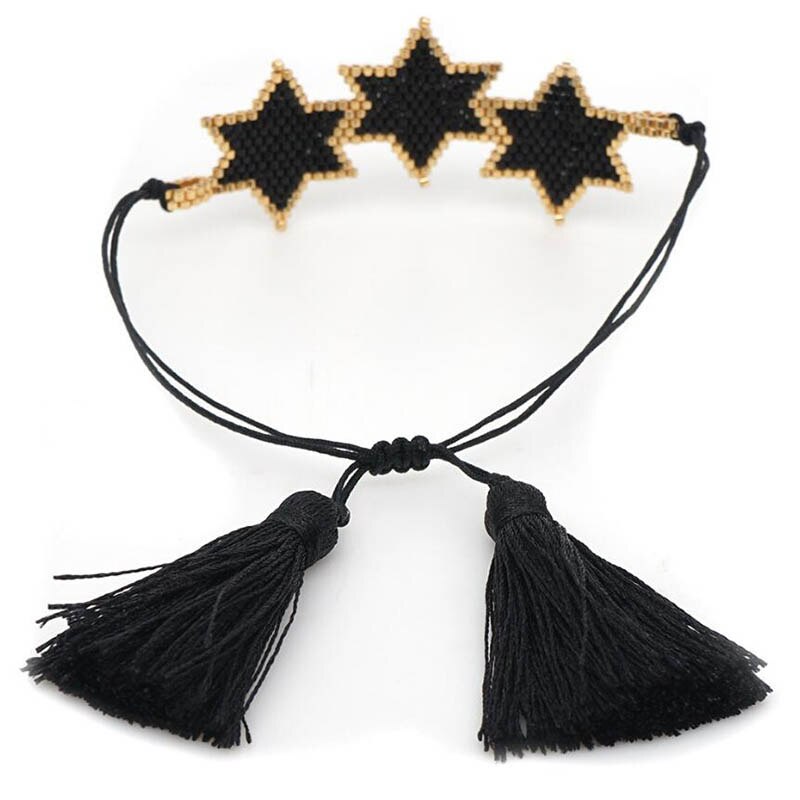Bluestar Miyuki Zwart Hart Bangle Set Boho Chic Vrouwen Eye Armband Set Ster Sieraden Kwastje Handgemaakte Armband Set: 1