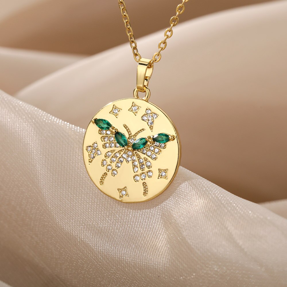Leuke Vlinder Ketting Voor Vrouwen Kind Multicolor Zirkoon Bee Olifant Dier Hanger Ketting Kerst Sieraden Mujer