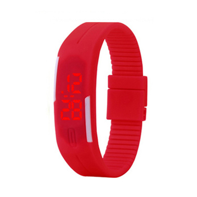Led digital sport børne ur slik farve børn børn ure fødselsdag til drenge piger ur gummi led børn ure: Rød