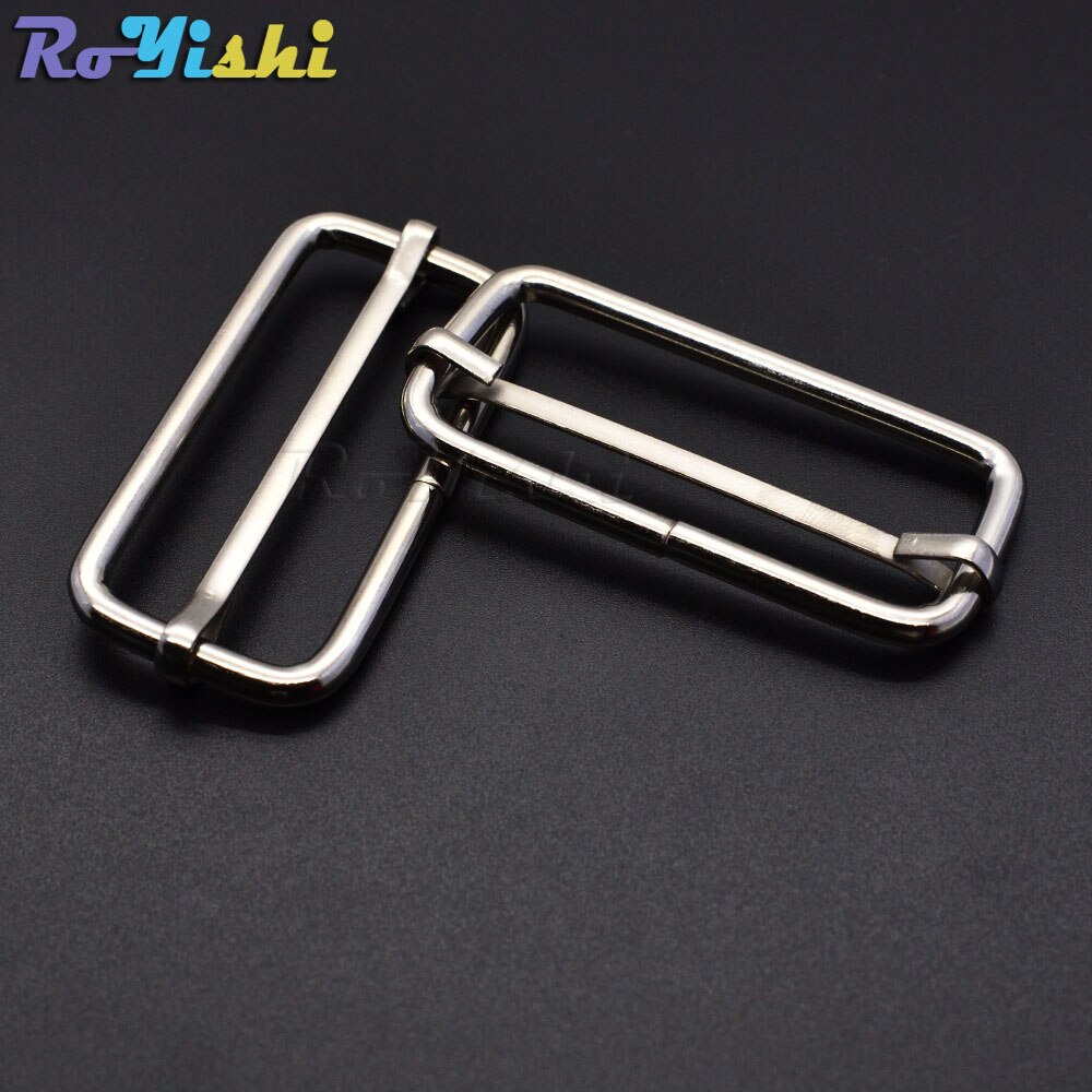 50pcs/pack Silver Metal Slides Tri-Glides Wire-Formed Roller Pin Buckles Strap Slider Adjuster Buckles