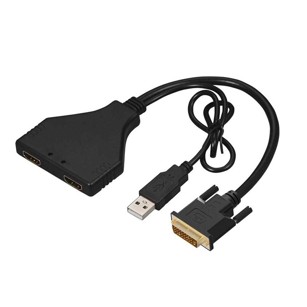 DVI To 2 HDMI Splitter Cable Male To Female Adapter Support 1080P HD 3D Video Splitter Splitter Line: Default Title