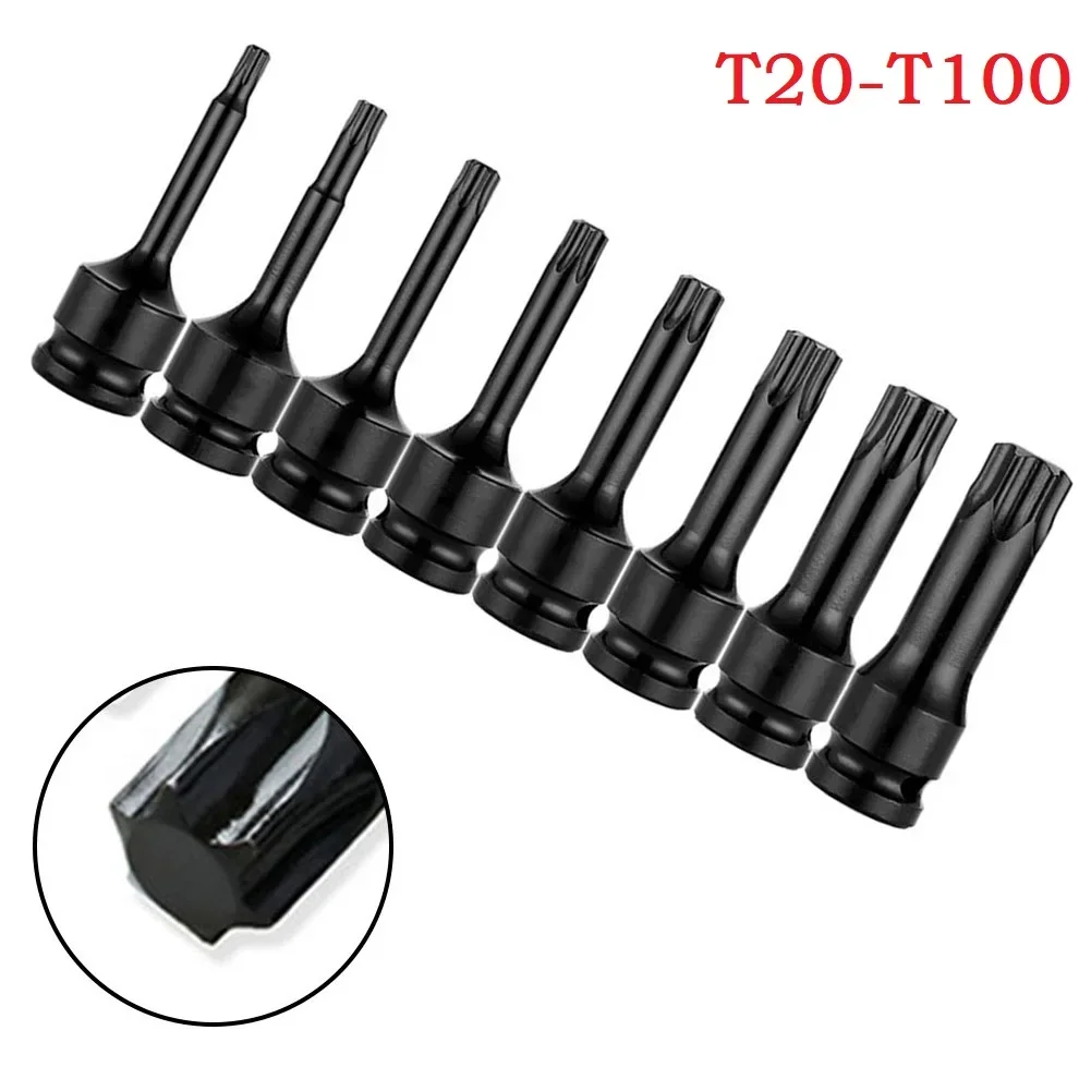 1pc Torx Screwdriver Bits 1/2inch Impact Drive Socket Adapter T20 T25 T27 T30 T35 T40 T45 T50 T55 T60 T70 T80 T100