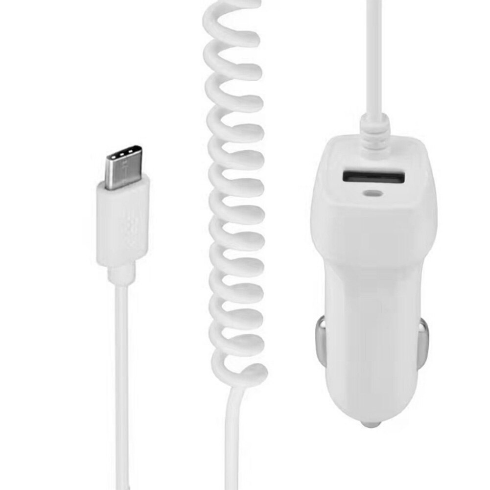 3.1a/15w micro-usb-typ-c-autoladegerät-adapter mit spiralkabel und usb-a-anschluss für samsung-, huawei-, xiaomi-, iphone- und ipad-ladegeräte