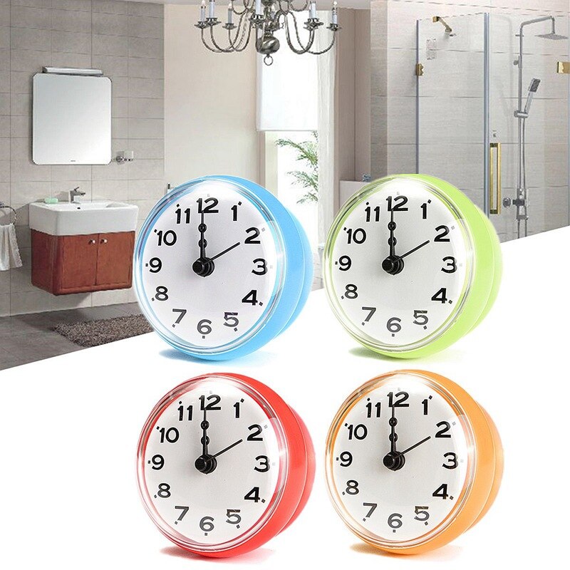 ! badkamer Keuken Waterdichte Douche Muur mini Klok Horloge Zuignap Batterij Operated Woonkamer Moderne