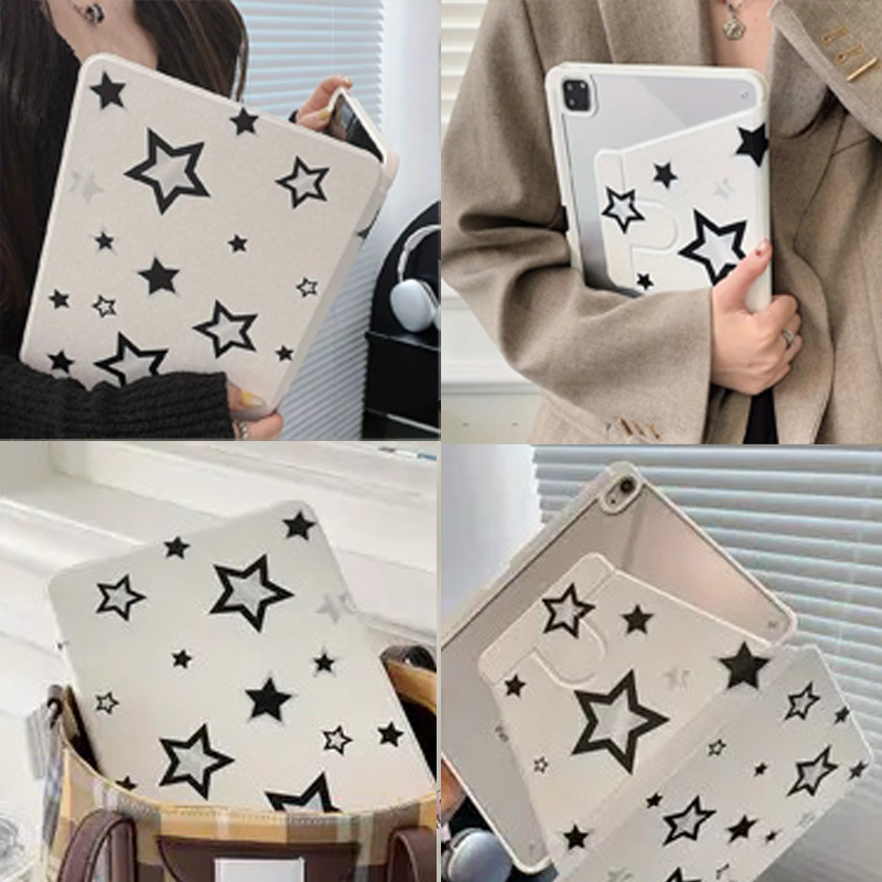 Funda bonita de dibujos animados para iPad Air 6, para IPad Air 5 4 10,9 Pro 11 2/3/4th, funda con rotación para iPad 10,2 8/9 Gen con portalápices: 12,4 / Transparente