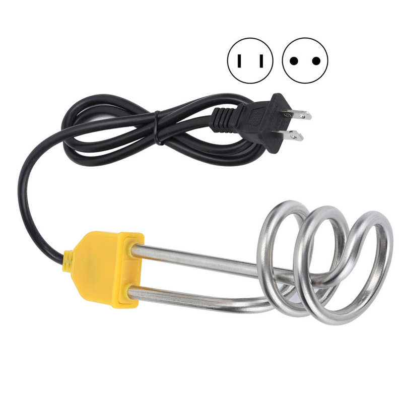 1500W Stainless Steel Immersion Heater Tankless Water Heating Element Portable Travel Instant Electric Water Heater With 1m Line
