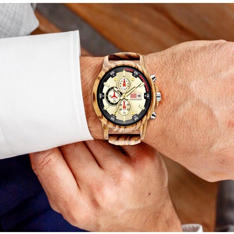 Sorpresa para el hijo, reloj deportivo de lujo tallado de madera, de cumpleaños de Graduación