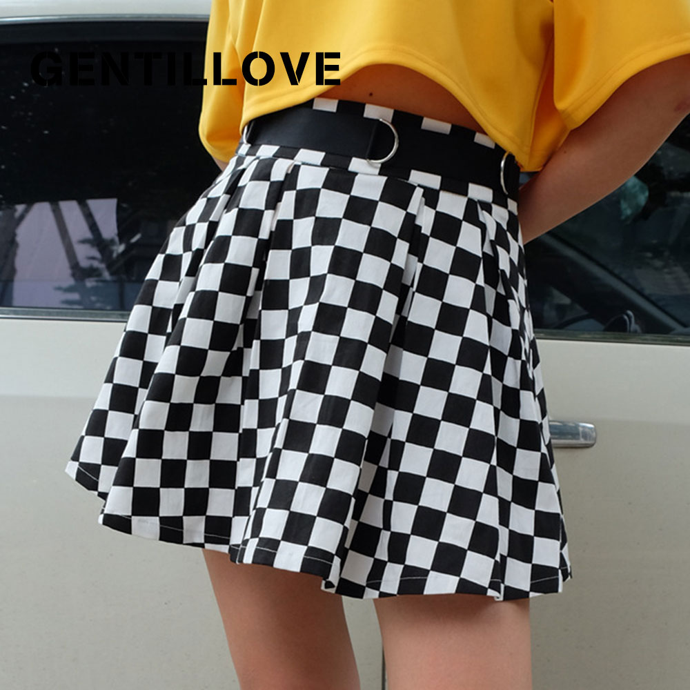 Falda escocesa plisada de cintura alta para mujer, minifalda informal coreana Harajuku, para baile, Club, prendas de vestir, línea A