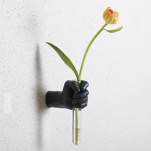 Harpiks glas vægmonteret vase blomst holder hånd abstrakt væg hængende dekoration blomsterarrangement boligindretning: D
