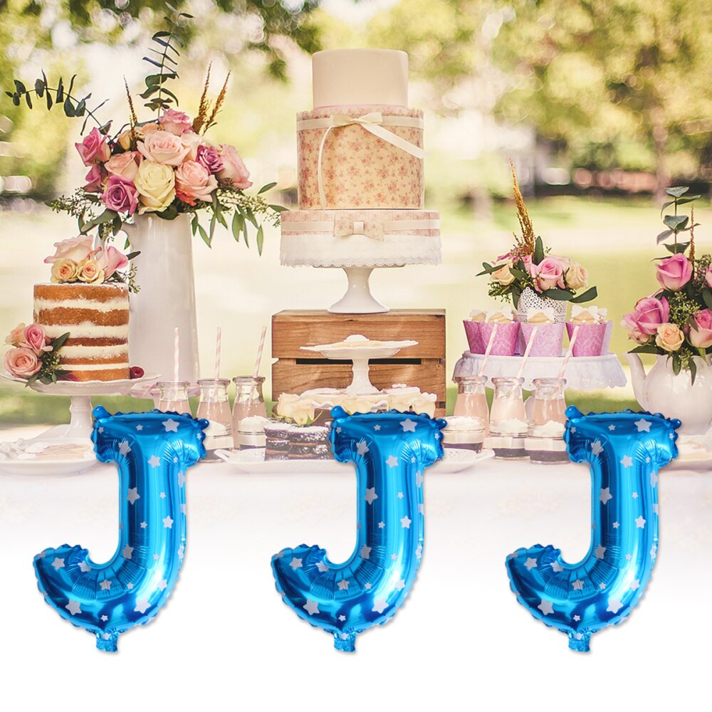 16Inch Brief J Aluminiumfolie Ballonnen Letters Mylar Ballonnen Voor Bruiloft Verjaardag Anniversary Party Viering (Blauw