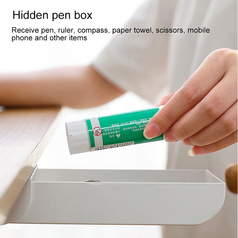 Szuflada samoprzylepna biała szara przezroczysta szuflada strąk biurkiem na ołówki długopisy schowek na różności kreatywna szuflada