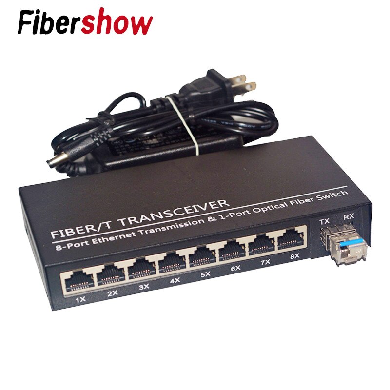 Gigabit switch Ethernet 10/100/1000M 8 RJ45 1 porta Sfp In Fibra Ottica Media Converter FTTH