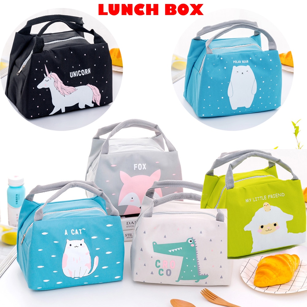 Cartoon Cute Lunch Bag For Women Girl Kids Children Thermal Insulated Lunch Box Tote Food Picnic Bag Milk Bottle Pouch
