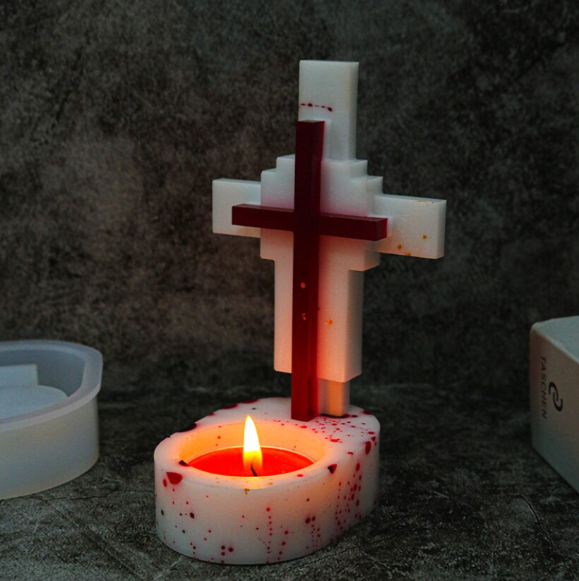 Diy-epoxidharzform kreuzkerzenhalter silikonform kerze handgemachte seife diy-schmuckwerkzeuge