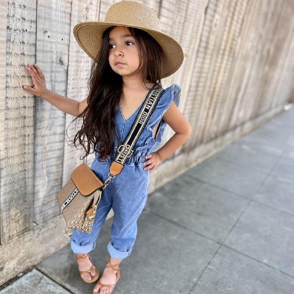 Pantalones vaqueros con tirantes para niños de 1 a 6 años, ropa para niñas pequeñas, monos sin mangas con volantes y espalda descubierta, traje para niños