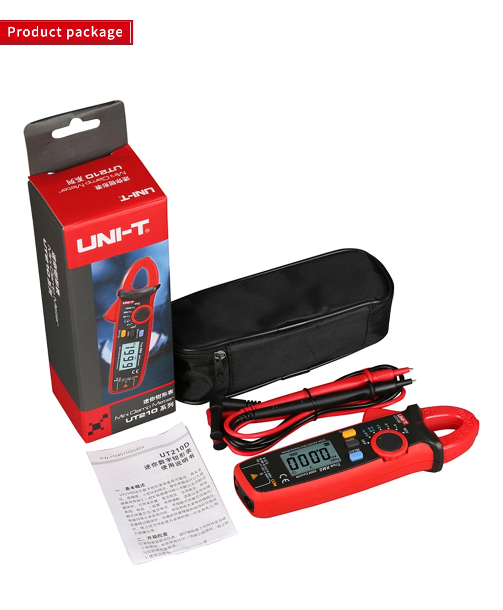 UNI-T UT210E True RMS Mini Digital Clamp Meters AC/DC Current Voltage Auto Range VFC Capacitance Non Contact Multimeter Diode